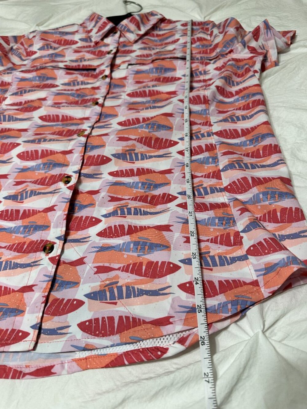 L.L. Bean Shirt Tropicwear Womens Button Up Short Sleeve Vented Fish Print M - Picture 5 of 11